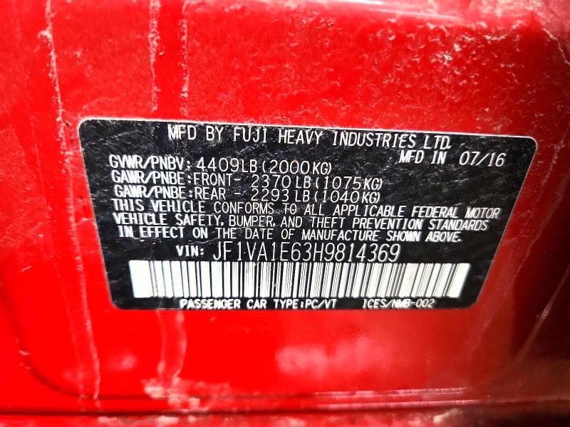 2017 SUBARU WRX PREMIUM PREMIUM 12