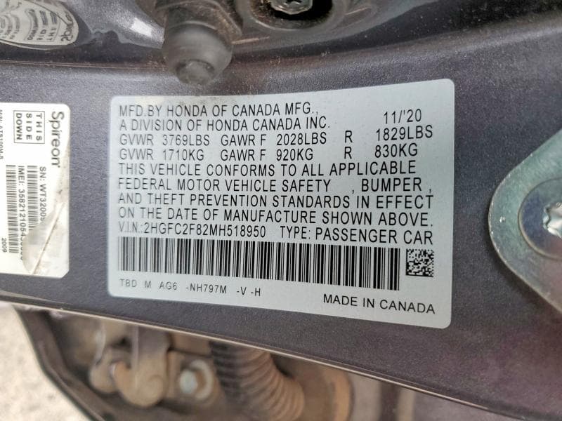2021 HONDA CIVIC SPORT SPORT 12