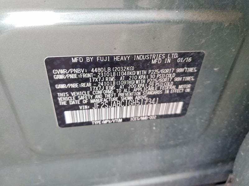 2016 SUBARU FORESTER 12