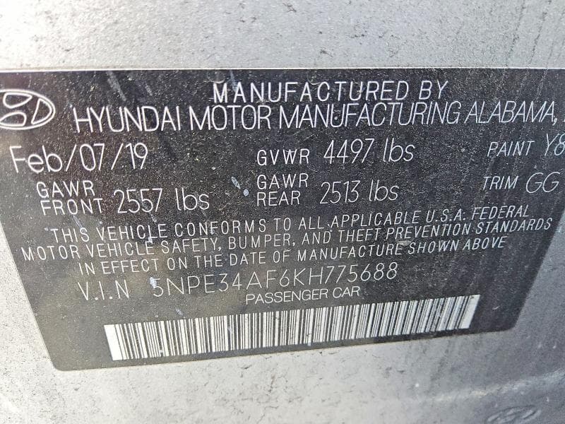 2019 HYUNDAI SONATA SEL SEL 13