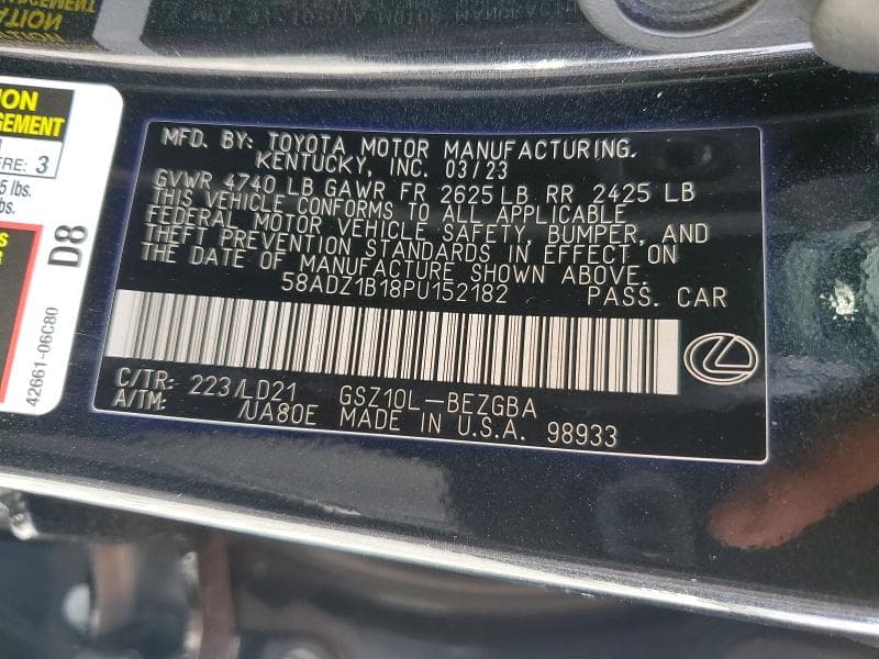 2023 LEXUS ES 350 BASE 12