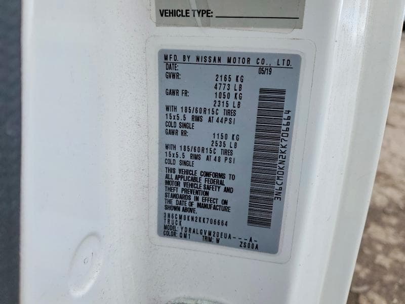 2019 NISSAN NV200 SV UTILITY / SERVICE VAN 13