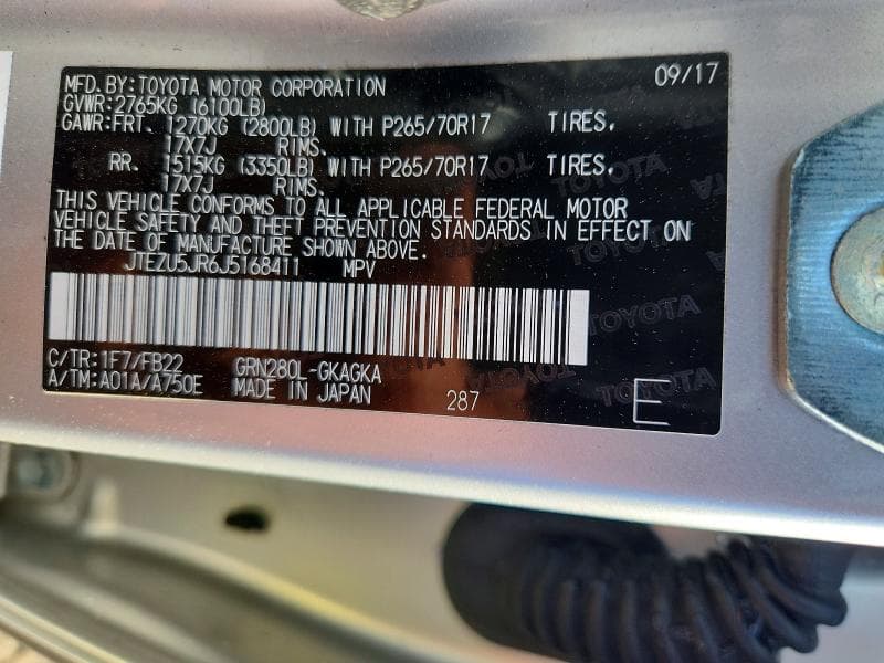 2018 TOYOTA 4RUNNER SR5 SR5 13