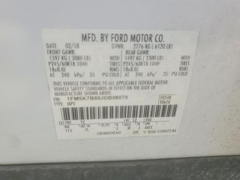 2018 FORD EXPLORER 14