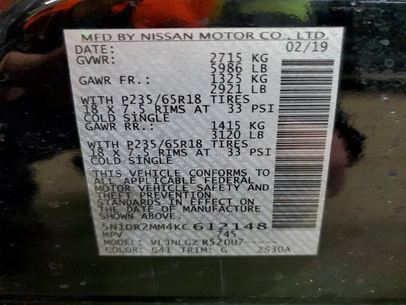 2019 NISSAN PATHFINDER SL SL 15