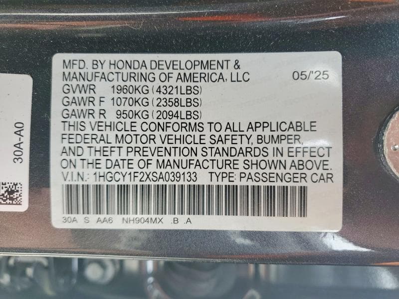 2025 HONDA ACCORD LX LX 12