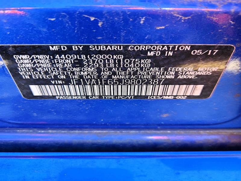 2018 SUBARU WRX LIMITED 12