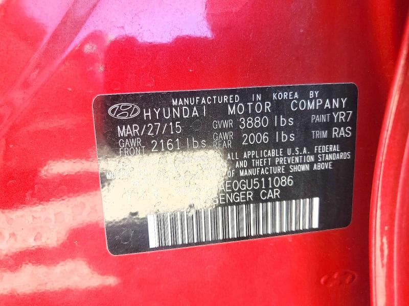 2016 HYUNDAI ELANTRA SE SE 12