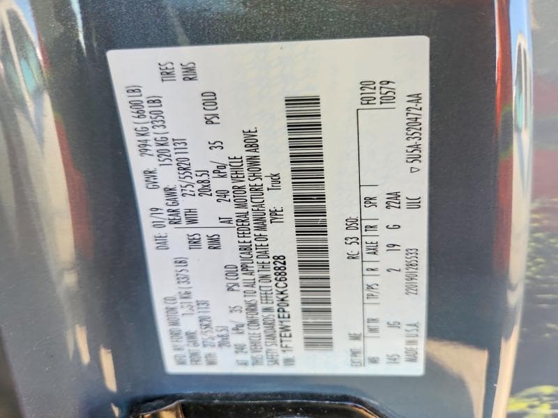 2019 FORD F150 SUPERCREW 12