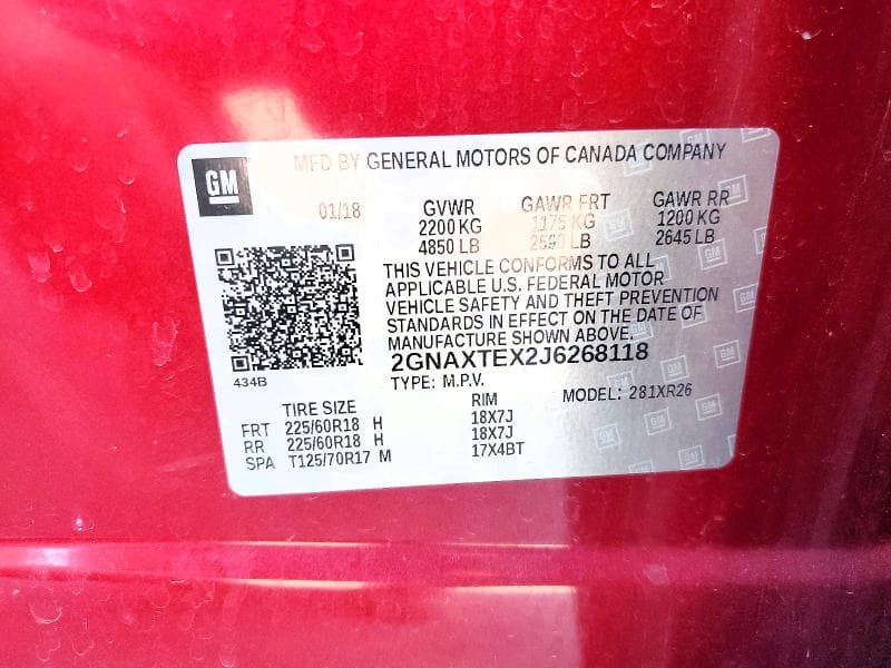 2018 CHEVROLET EQUINOX LT LT 13