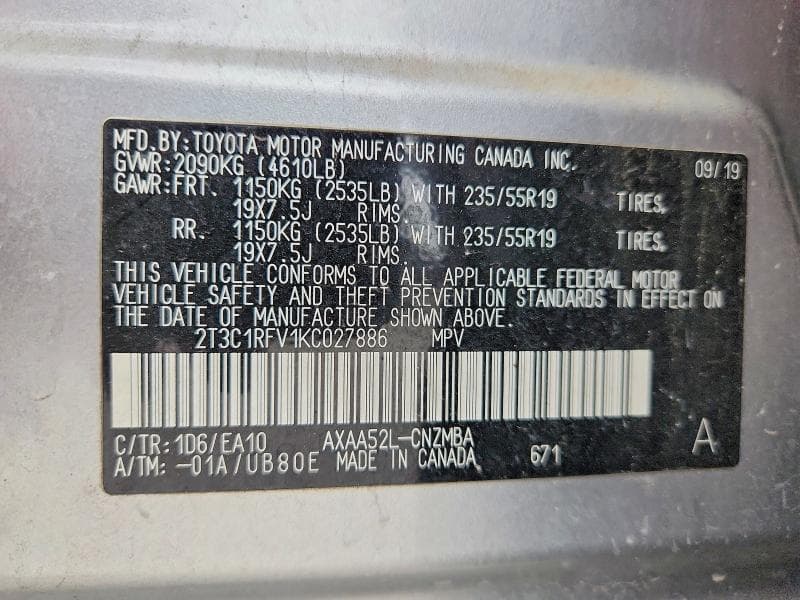 2019 TOYOTA RAV4 XLE PREMIUM XLE PREMIUM 12