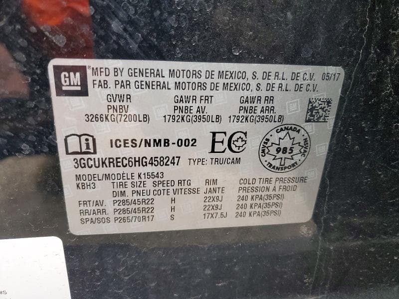 2017 CHEVROLET SILVERADO K1500 LT K1500 LT 12