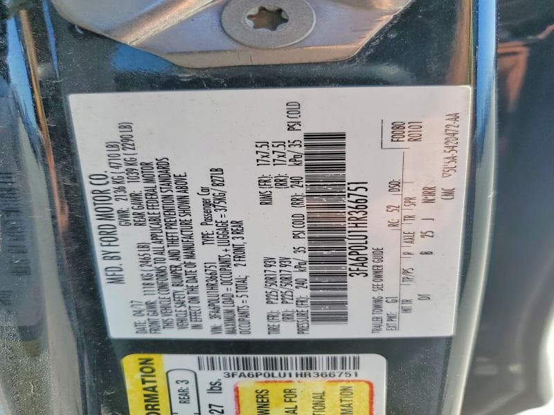2017 FORD FUSION SE HYBRID SE HYBRID 13