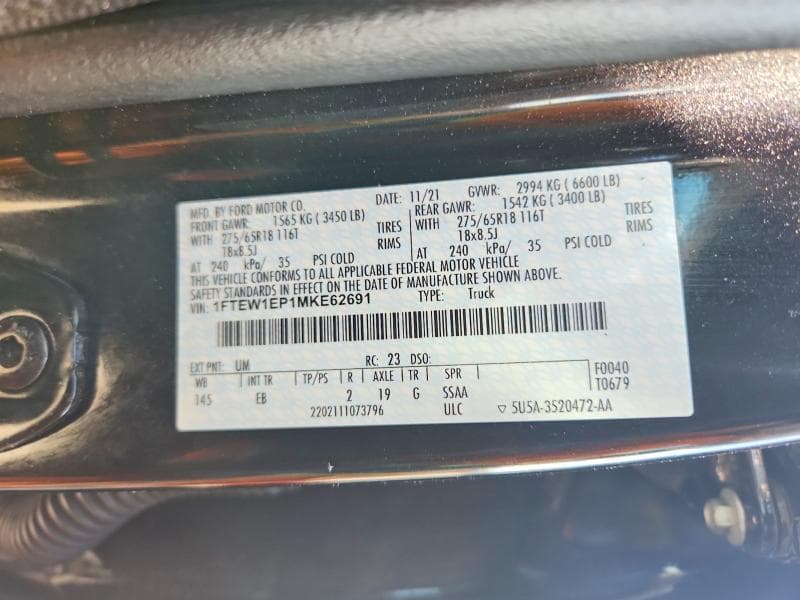 2021 FORD F150 SUPERCREW 12