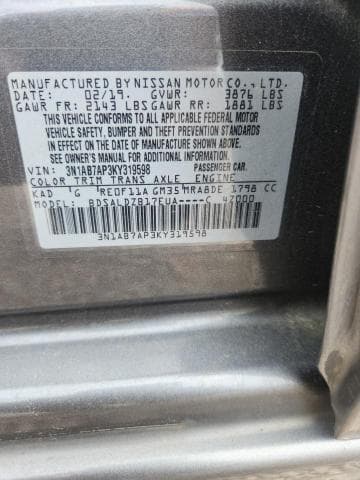 2019 NISSAN SENTRA SV SV 13
