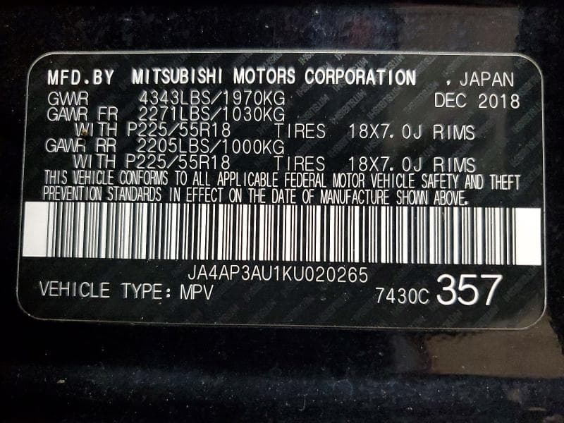 2019 MITSUBISHI OUTLANDER SPORT ES 13