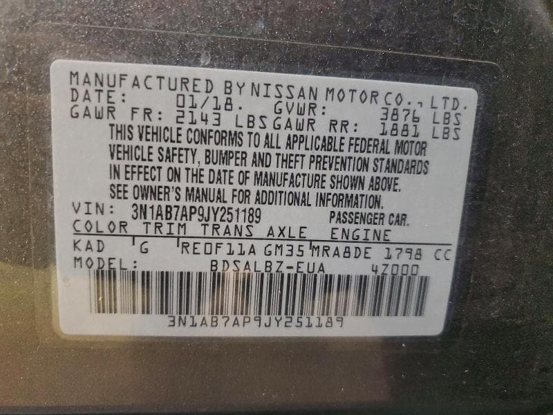 2018 NISSAN SENTRA S S 13
