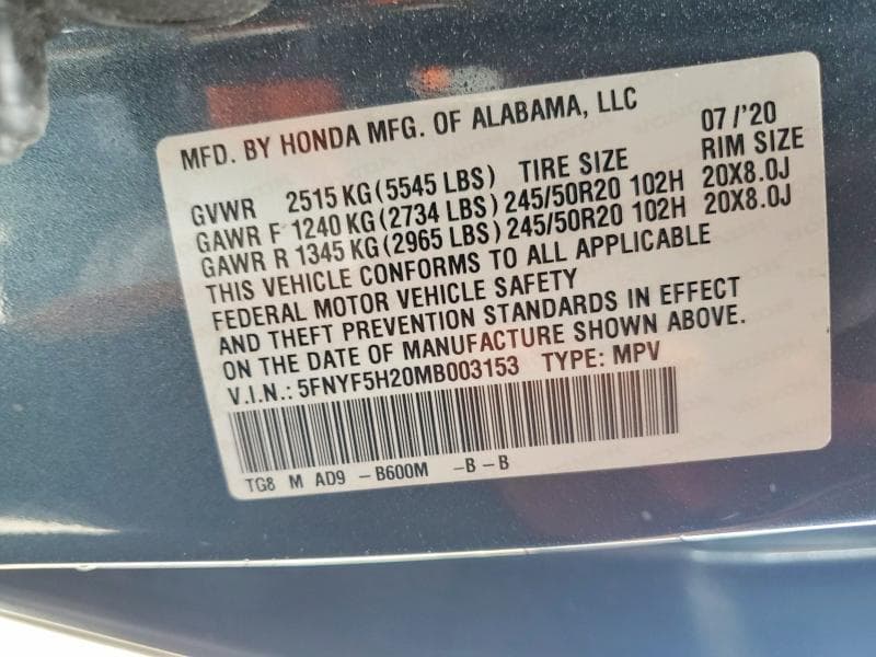 2021 HONDA PILOT SE SE 13