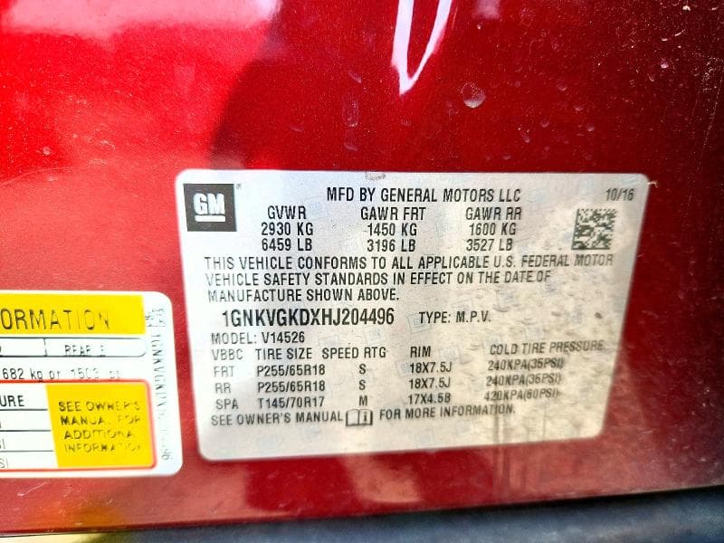 2017 CHEVROLET TRAVERSE LT LT 13