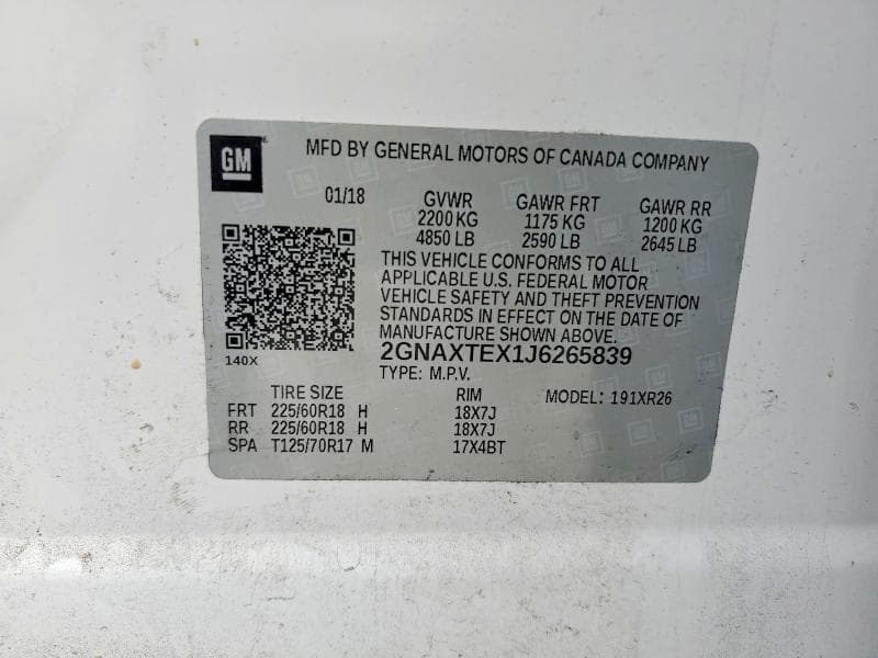 2018 CHEVROLET EQUINOX LT 12