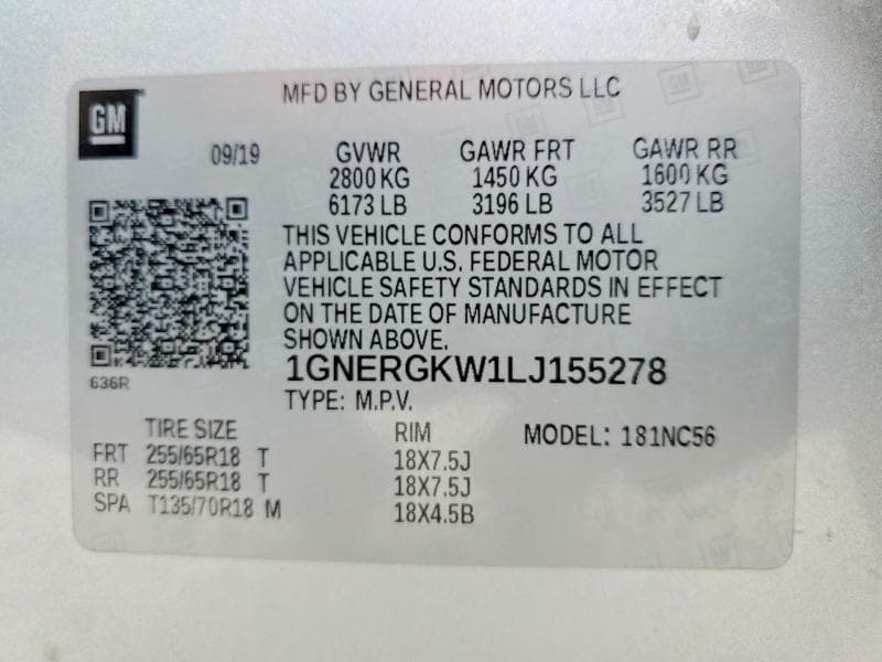 2020 CHEVROLET TRAVERSE LT LT 13