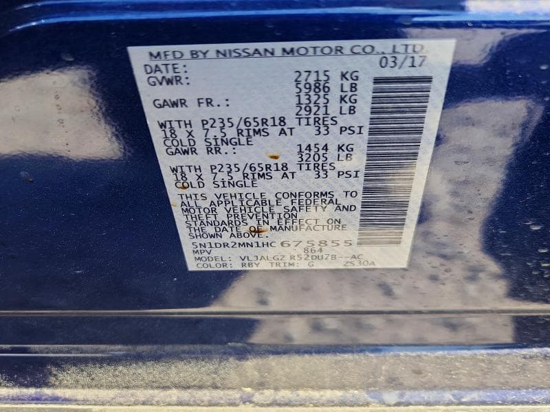 2017 NISSAN PATHFINDER SL 14
