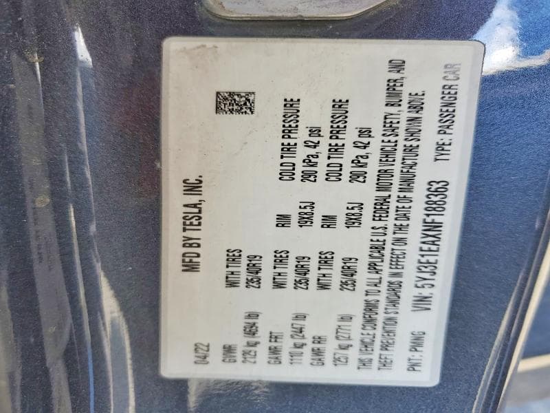 2022 TESLA MODEL 3 12
