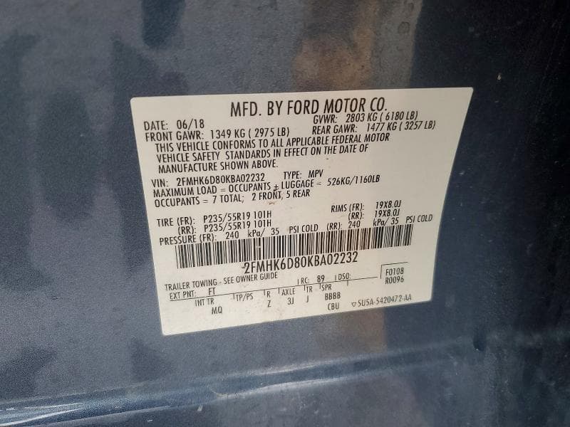 2019 FORD FLEX LIMITED LIMITED 12