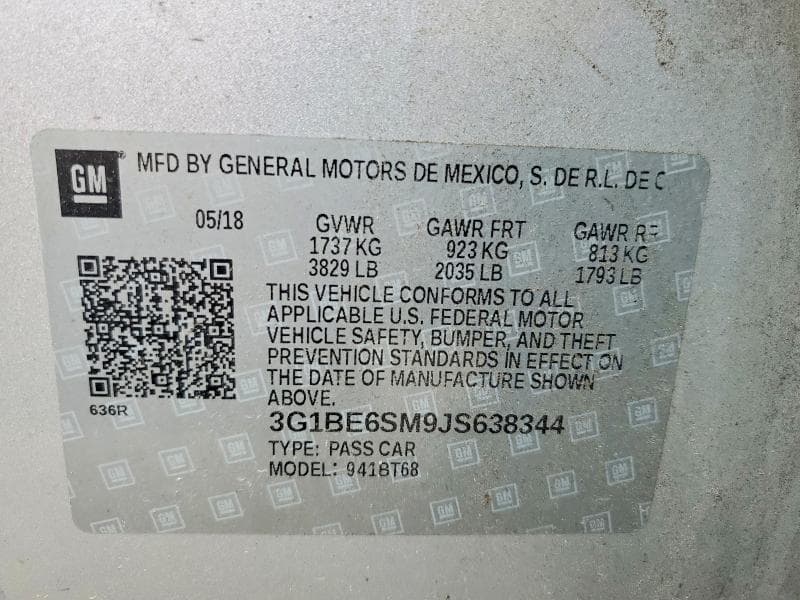 2018 CHEVROLET CRUZE LT LT 12