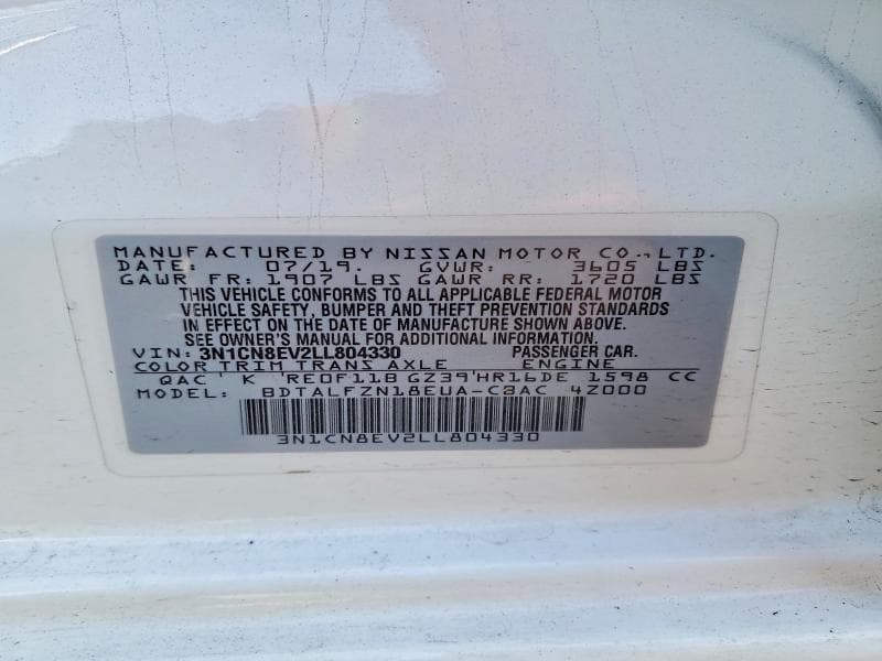 2020 NISSAN VERSA SV 13
