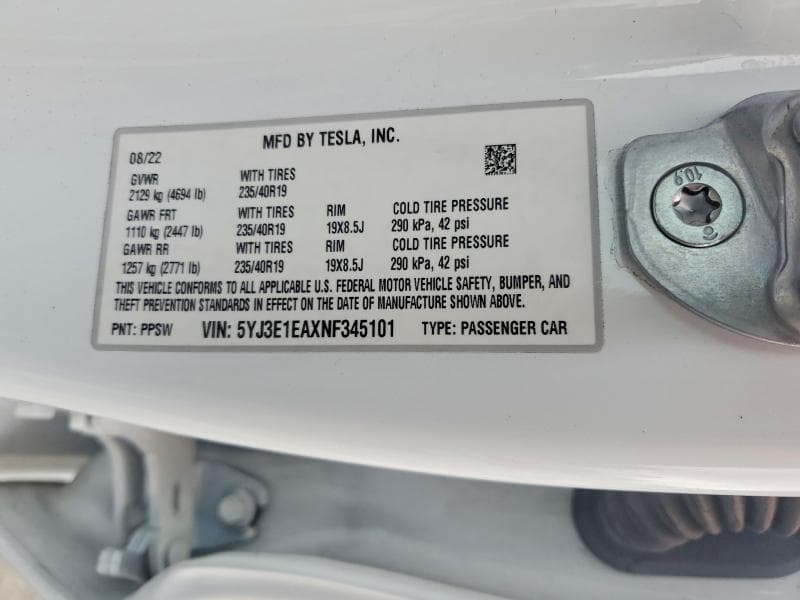 2022 TESLA MODEL 3 12