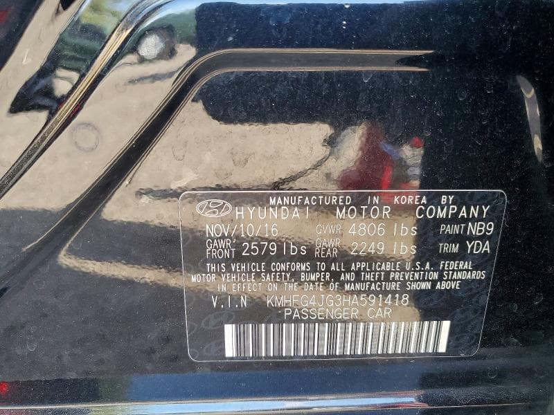 2017 HYUNDAI AZERA BASE 13