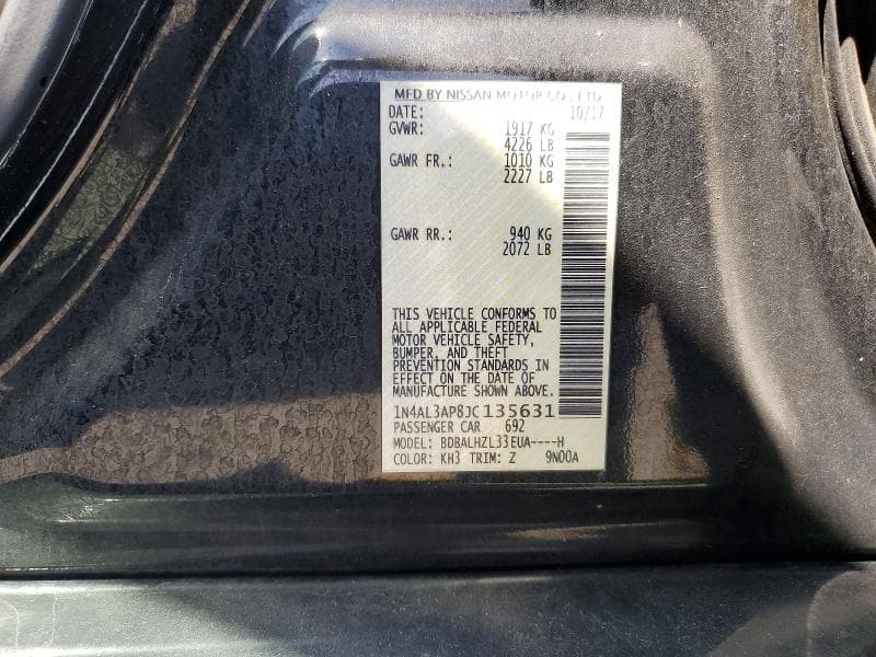 2018 NISSAN ALTIMA 2.5 SR 12