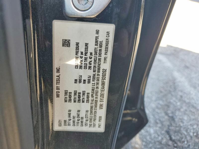 2021 TESLA MODEL 3 12