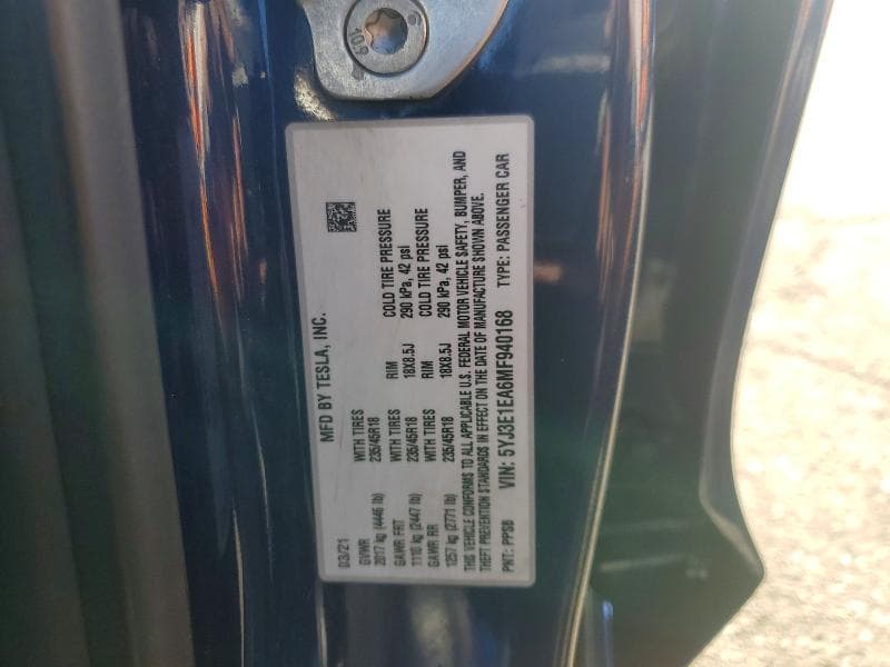 2021 TESLA MODEL 3 12