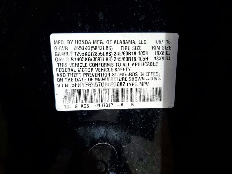 2016 HONDA PILOT EXL 13