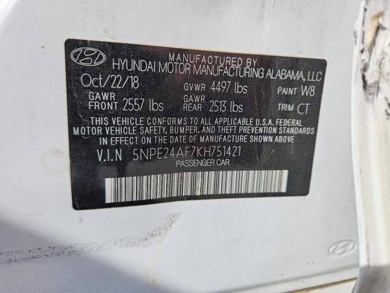 2019 HYUNDAI SONATA SE 12