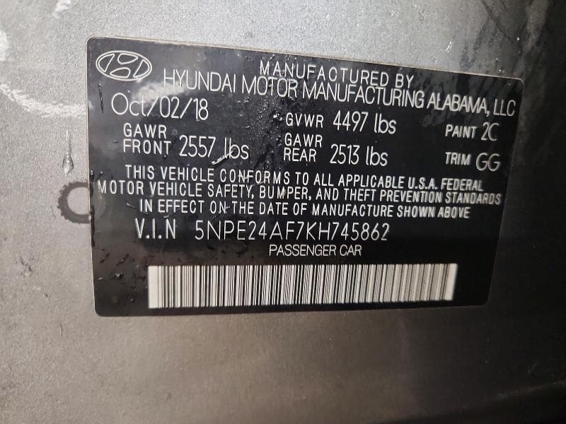 2019 HYUNDAI SONATA SE SE 12