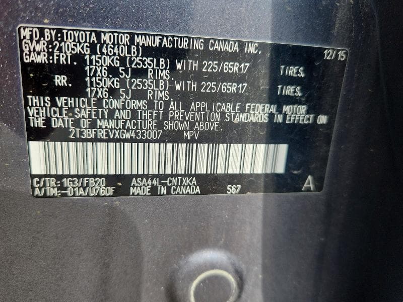2016 TOYOTA RAV4 LE LE 13