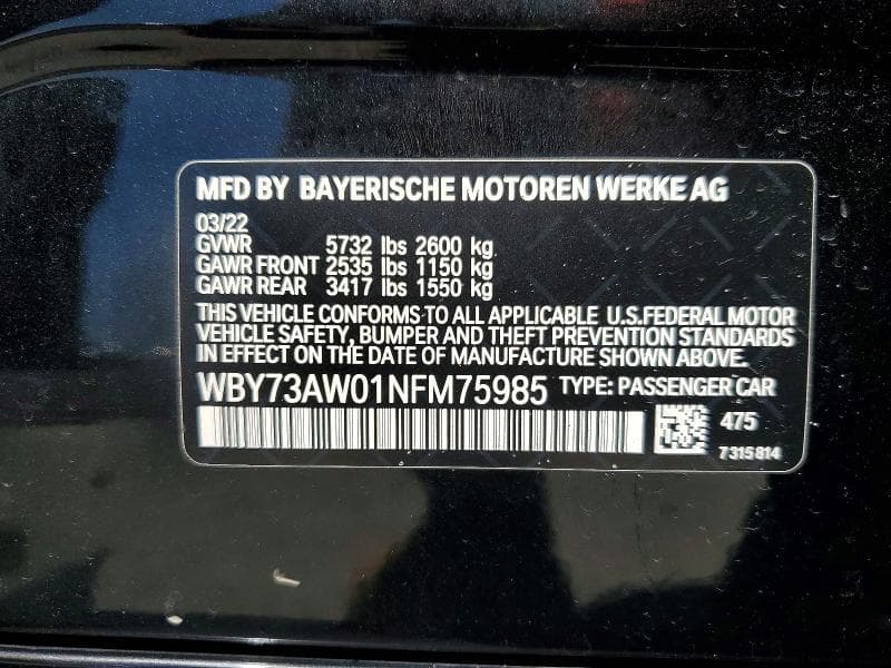 2022 BMW I4 EDRIVE 40 12