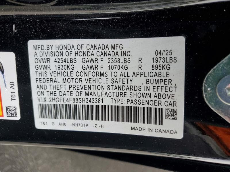 2025 HONDA CIVIC SPORT SPORT 12