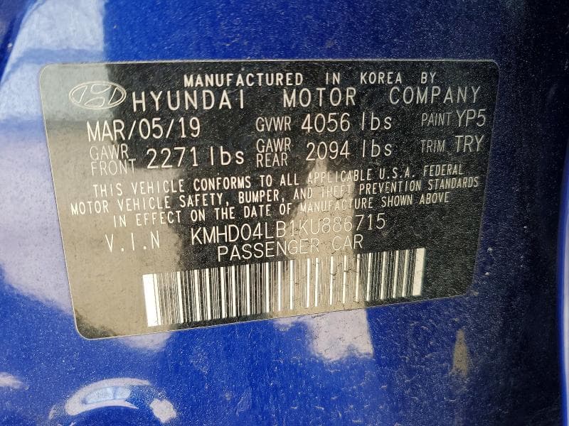 2019 HYUNDAI ELANTRA SPORT SPORT 12