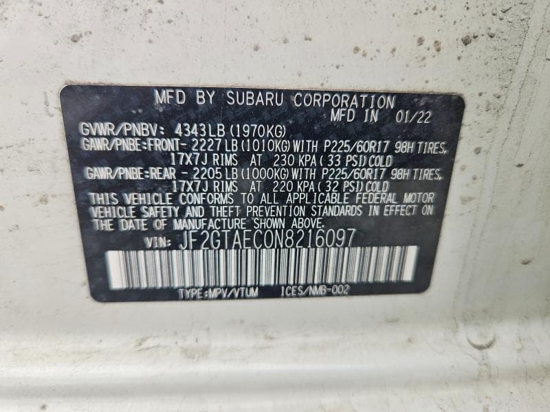 2022 SUBARU CROSSTREK PREMIUM PREMIUM 14