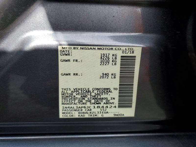 2018 NISSAN ALTIMA 2.5 SL 12