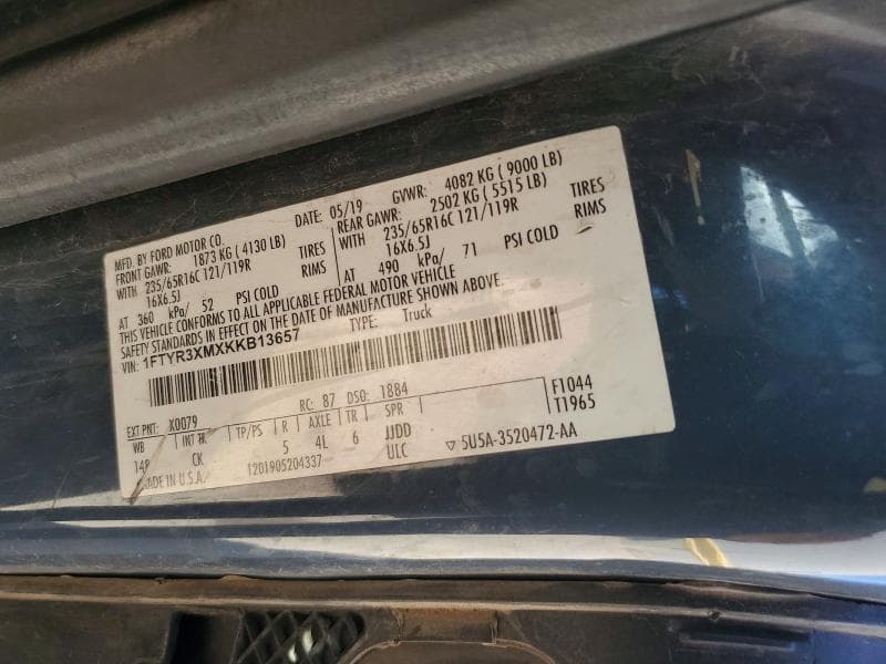 2019 FORD TRANSIT T-250 CARGO 24