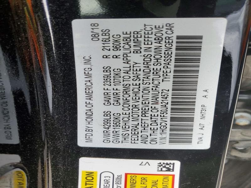 2018 HONDA ACCORD EXL 12