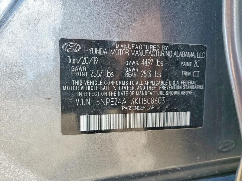2019 HYUNDAI SONATA SE SE 12
