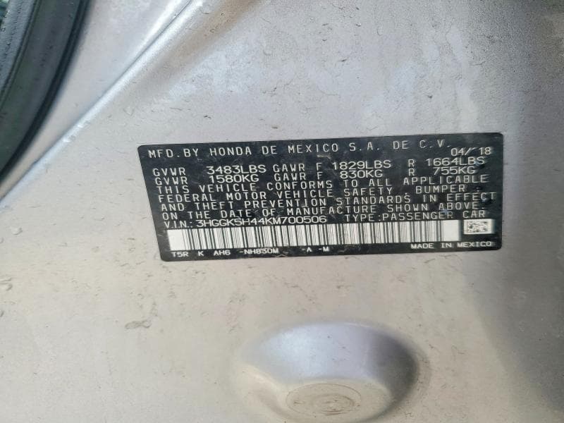 2019 HONDA FIT LX 12