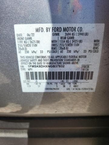 2022 FORD EXPLORER XLT XLT 14
