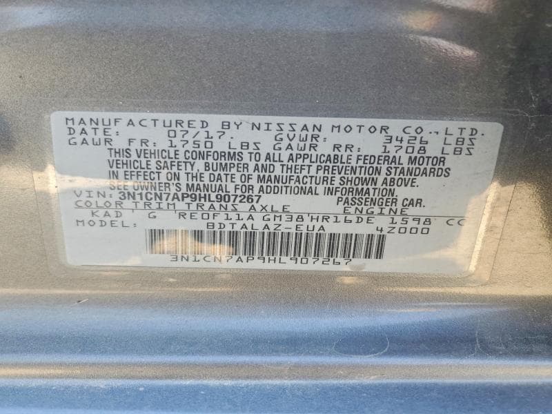 2017 NISSAN VERSA 1.6 S PLUS 12